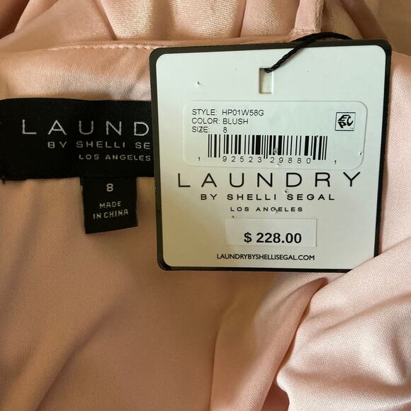 Laundry by Shelli Segal Pink Satin Ruched Formal Long Gown Women’s Size 8 - Picture 9 of 12